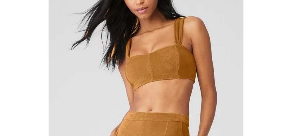 Alo Yoga Micro Corduroy Winter Break Bra in Toffee XS